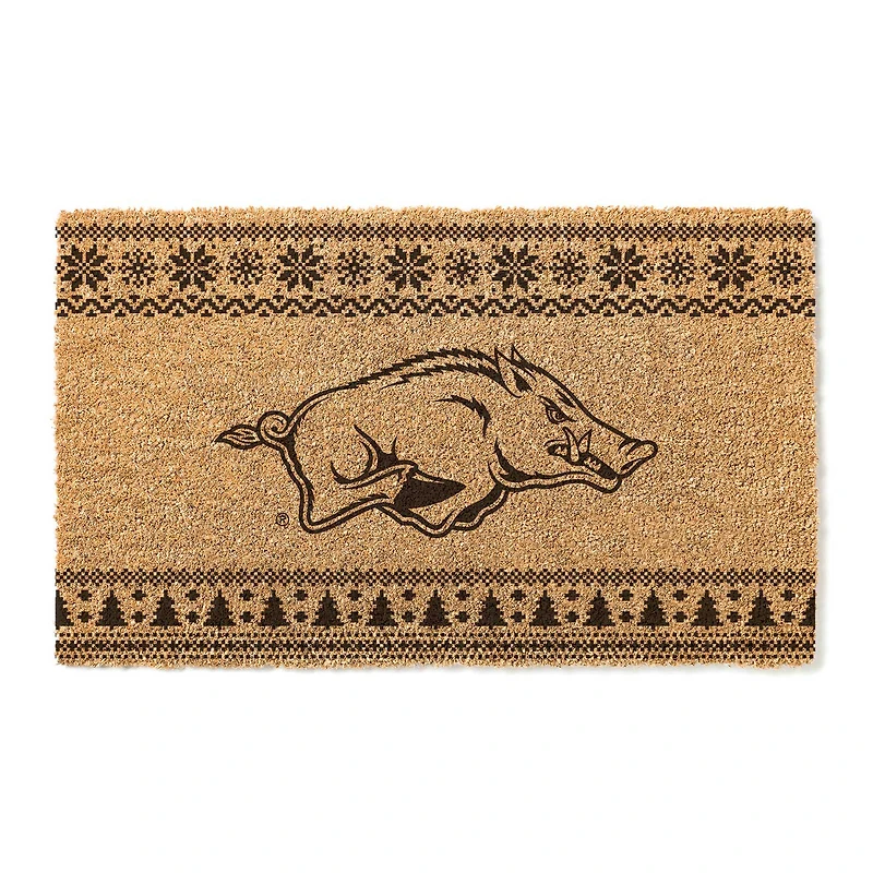 Arkansas Razorbacks 18" x 30" Holiday Coir Doormat
