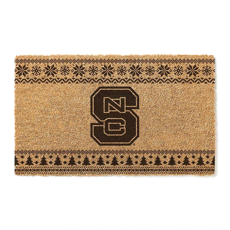 NC State Wolfpack 18" x 30" Holiday Coir Doormat