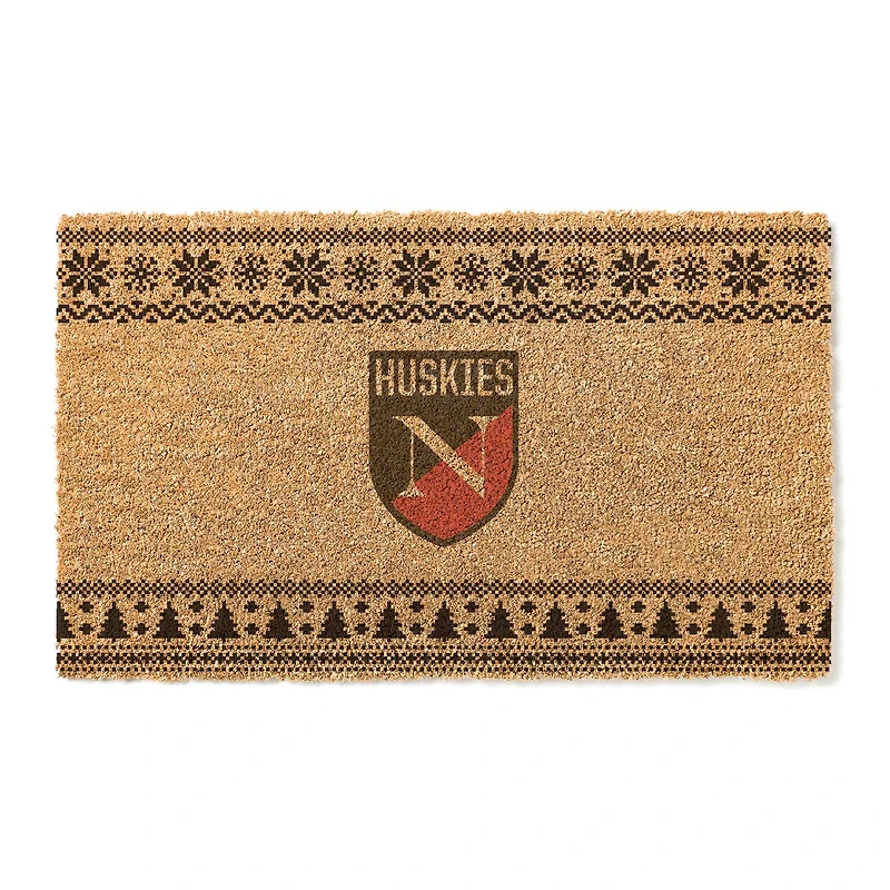 Northeastern Huskies 18" x 30" Holiday Coir Doormat