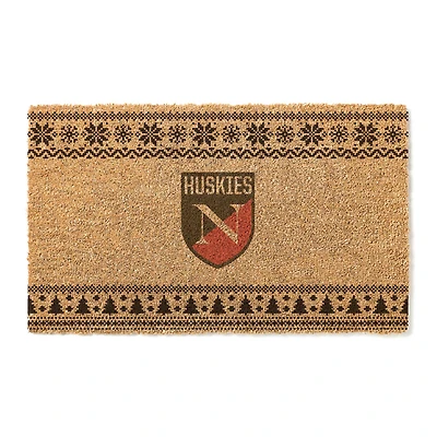 Northeastern Huskies 18" x 30" Holiday Coir Doormat