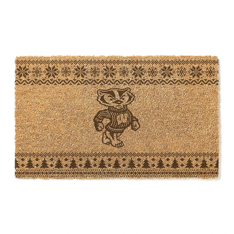 Wisconsin Badgers 18" x 30" Holiday Coir Doormat