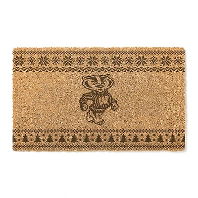 Wisconsin Badgers 18" x 30" Holiday Coir Doormat
