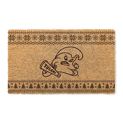 Tulane Green Wave 18" x 30" Holiday Coir Doormat