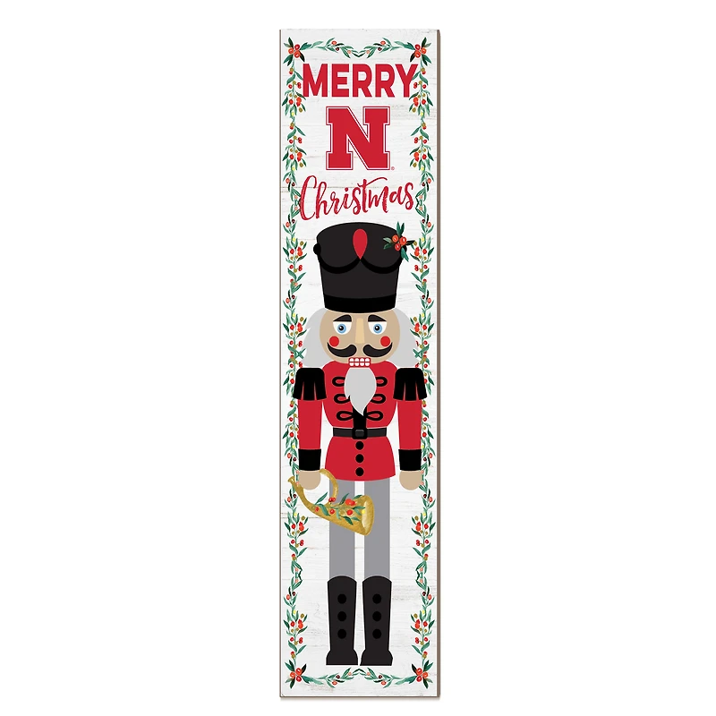 Nebraska Huskers 11" x 46" Nutcracker Holiday Leaner Sign