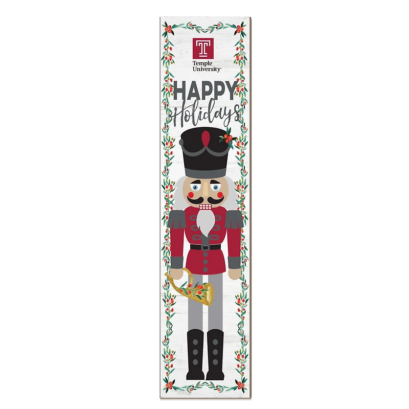Temple Owls 11" x 46" Nutcracker Holiday Leaner Sign
