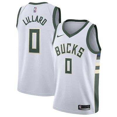 Unisex Nike Damian Lillard White Milwaukee Bucks  Swingman Player Jersey - Association Edition