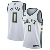 Unisex Nike Damian Lillard White Milwaukee Bucks  Swingman Player Jersey - Association Edition