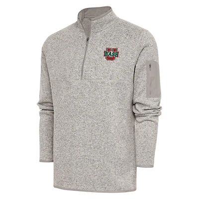 Men's Antigua Oatmeal WashU Fortune Quarter-Zip Pullover Jacket