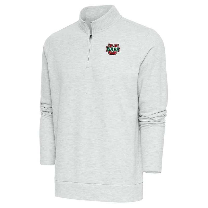 Men's Antigua Heather Gray WashU Gambit Quarter-Zip Pullover Top