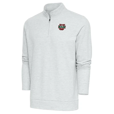 Men's Antigua Heather Gray WashU Gambit Quarter-Zip Pullover Top