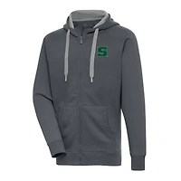 Men's Antigua  Charcoal Slippery Rock Pride  Victory Full-Zip Hoodie