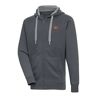 Men's Antigua Charcoal WashU Victory Full-Zip Hoodie