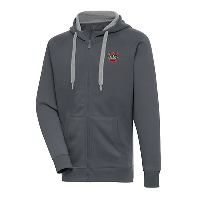 Men's Antigua Charcoal WashU Victory Full-Zip Hoodie