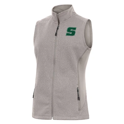 Women's Antigua  Oatmeal Slippery Rock Pride Course Full-Zip Vest