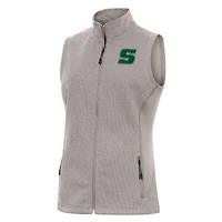 Women's Antigua  Oatmeal Slippery Rock Pride Course Full-Zip Vest