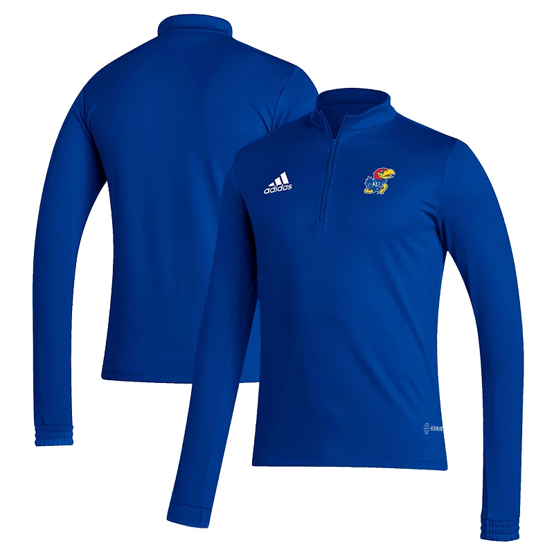 Men's adidas Royal Kansas Jayhawks Sideline Entrada22 Quarter-Zip Pullover Top