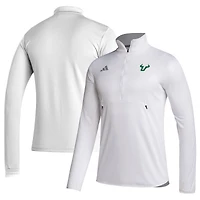 Men's adidas White South Florida Bulls Sideline Stadium Knit Quarter-Zip Pullover Top