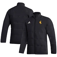 Men's adidas Black Wyoming Cowboys Sideline Midweight Full-Zip Jacket