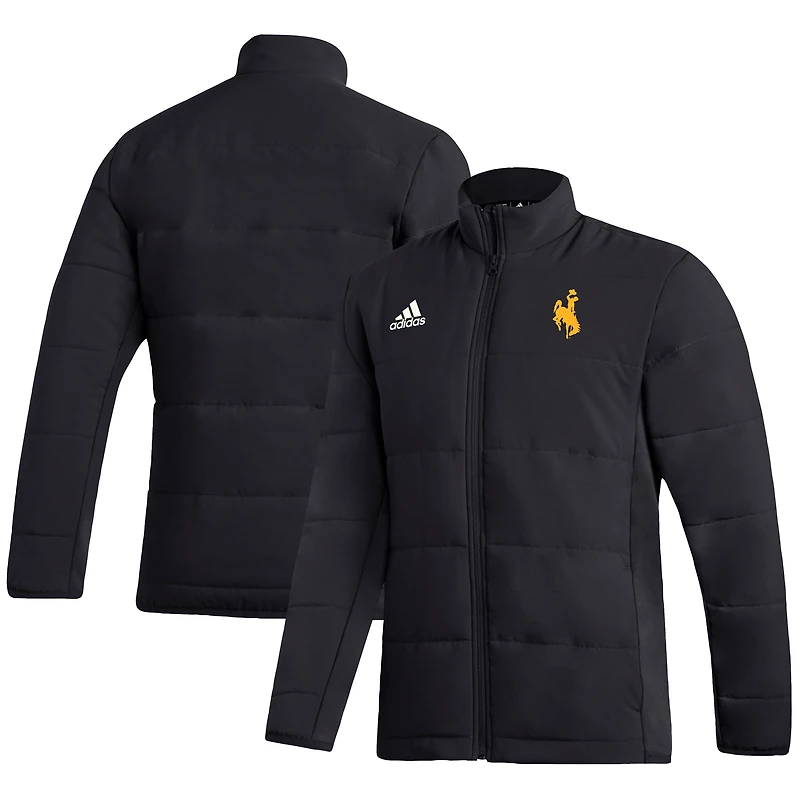 Men's adidas Black Wyoming Cowboys Sideline Midweight Full-Zip Jacket