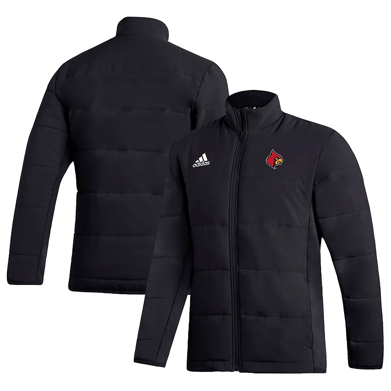 Men's adidas Black Louisville Cardinals Sideline Midweight Full-Zip Jacket