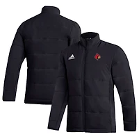 Men's adidas Black Louisville Cardinals Sideline Midweight Full-Zip Jacket