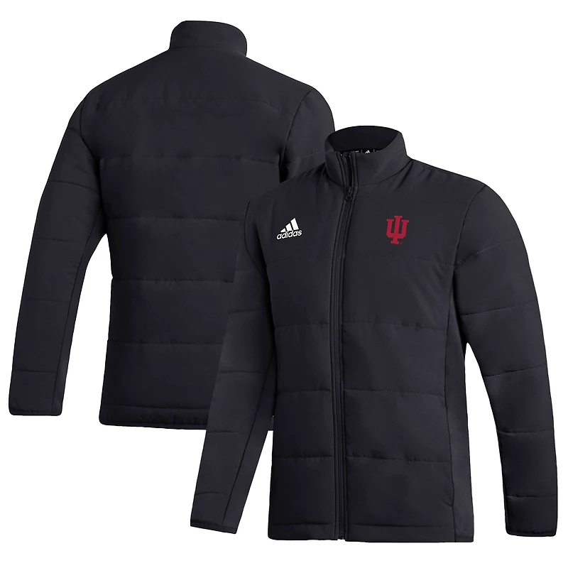 Men's adidas Black Indiana Hoosiers Sideline Midweight Full-Zip Jacket