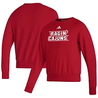 Men's adidas Cardinal Louisiana Ragin' Cajuns Sideline Premium Retro Crew Pullover