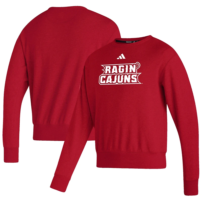 Men's adidas Cardinal Louisiana Ragin' Cajuns Sideline Premium Retro Crew Pullover
