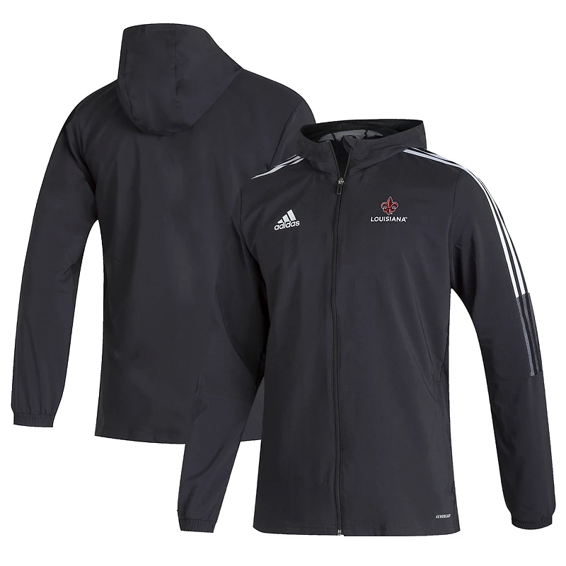Men's adidas Black Louisiana Ragin' Cajuns Sideline Tiro21 Windbreaker Full-Zip Hooded Jacket