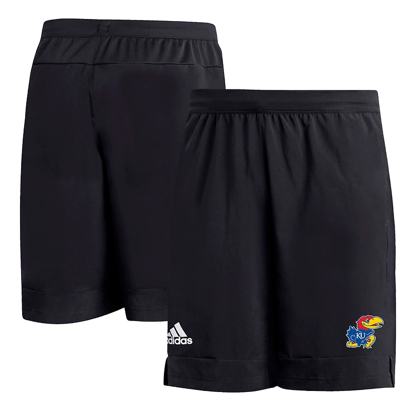 Men's adidas Black Kansas Jayhawks Sideline 9” Heat Ready Woven Shorts