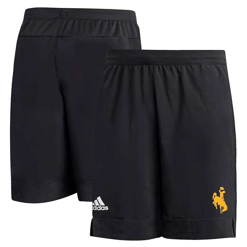 Men's adidas Black Wyoming Cowboys Sideline 9” Heat Ready Woven Shorts
