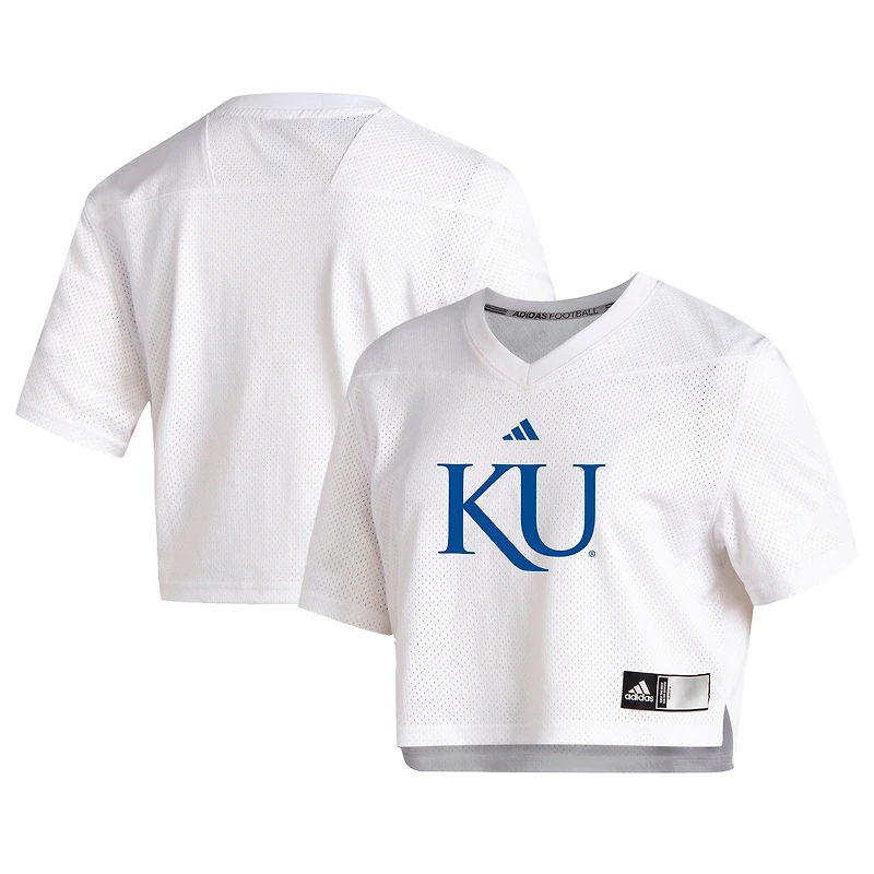 Women's adidas White Kansas Jayhawks Sideline Crop Jersey