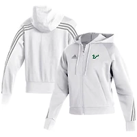 Women's adidas White South Florida Bulls Sideline Fashion Full-Zip Hoodie