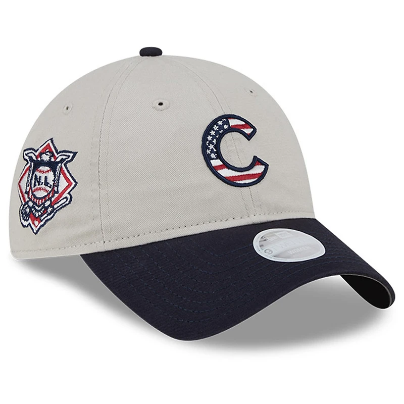 Women's New Era Khaki/Black Chicago Cubs 2024 Fourth of July 9TWENTY Adjustable Hat