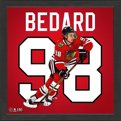 Highland Mint Connor Bedard Chicago Blackhawks 13'' x 13'' Impact Jersey Framed Photo