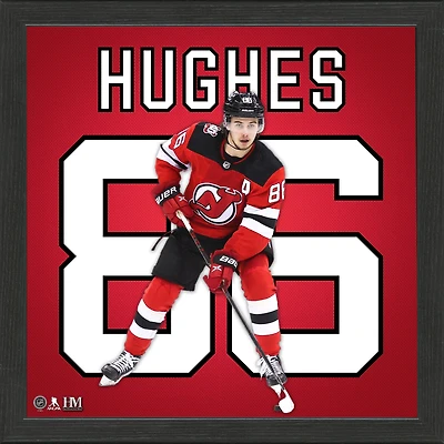 Highland Mint Jack Hughes New Jersey Devils 13'' x 13'' Impact Jersey Framed Photo