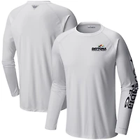 Men's Columbia  White Daytona International Speedway Terminal Tackle Omni-Shade Raglan Long Sleeve T-Shirt