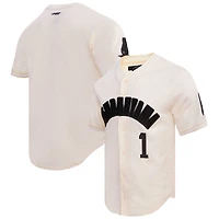 Men's Pro Standard Victor Wembanyama Cream San Antonio Spurs Triple Tonal Mesh Button-Up Top