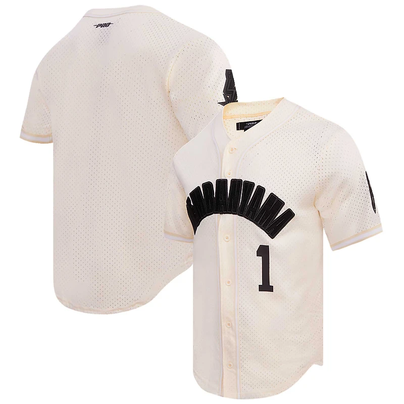 Men's Pro Standard Victor Wembanyama Cream San Antonio Spurs Triple Tonal Mesh Button-Up Top