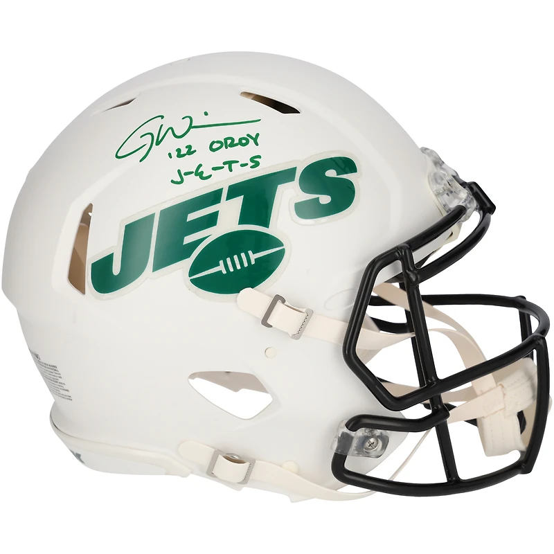 Limited Edition of 6: Garrett Wilson New York Jets Autographed Riddell Authentic Helmet with Multiple Inscriptions