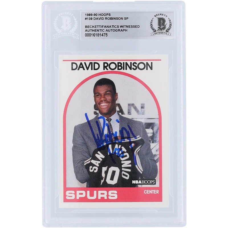 David Robinson San Antonio Spurs Autographed 1989-90 Hoops Series 1 #138 Beckett Fanatics Witnessed Authenticated Rookie Card