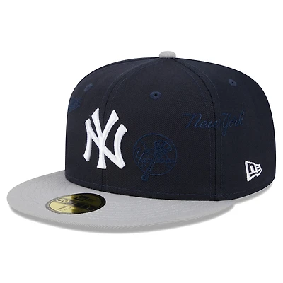 Men's New Era Navy/Gray New York Yankees Multi Logo 59FIFTY Fitted Hat