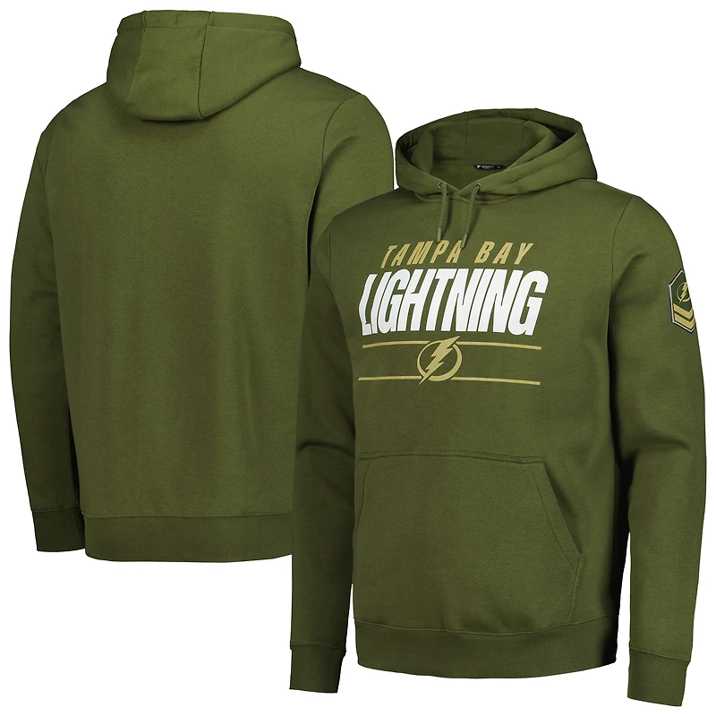 Men's Levelwear Olive Tampa Bay Lightning Delta Podium Fleece Pullover Hoodie