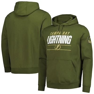 Men's Levelwear Olive Tampa Bay Lightning Delta Podium Fleece Pullover Hoodie