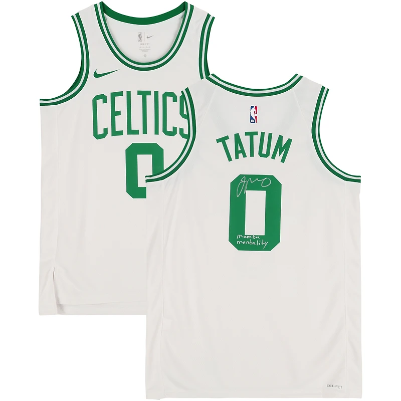 Jayson Tatum Boston Celtics Autographed White Nike 2022-2023 Association Swingman Jersey with "Mamba Mentality" Inscription