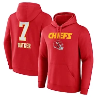 Men's Harrison Butker Red Kansas City Chiefs Wordmark Player Name & Number Pullover Hoodie
