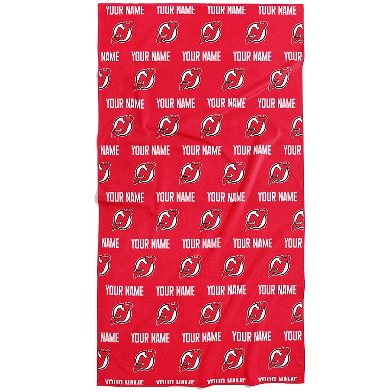 Chad & Jake New Jersey Devils 30" x 60" Personalized Repeat Logo Vertical Towel