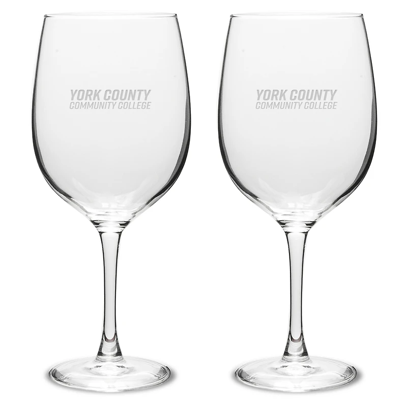 York County Hawks Two-Piece 19oz. Traditional Wine Glass Set