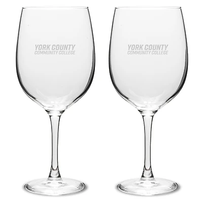York County Hawks Two-Piece 19oz. Traditional Wine Glass Set