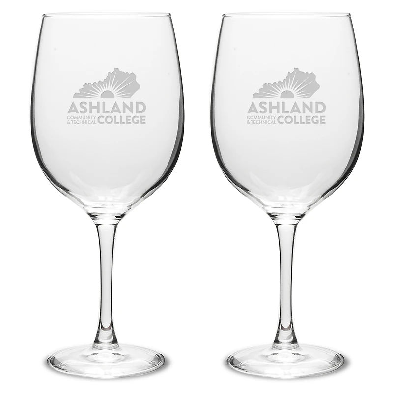 Ashland Community and Technical College Two-Piece 19oz. Traditional Wine Glass Set